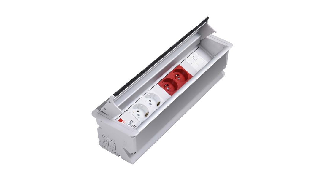 SM-IN-I Gömme Tip Bürotik Priz Bloğu, 2 Şebeke+2 UPS+2 Tel-Data Kapağı