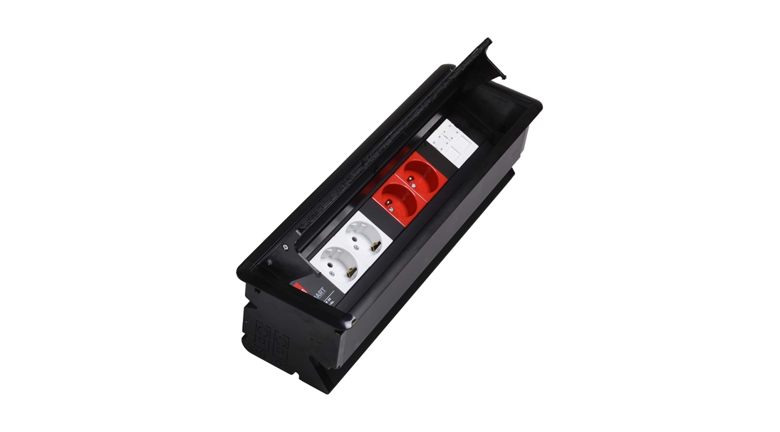 SM-IN-I Gömme Tip Bürotik Priz Bloğu, 2 Şebeke+2 UPS+2 Tel-Data Kapağı